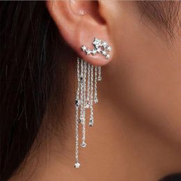 Dangle & Chandelier Fashion Personality Temperament Crystal LongTassel Earrings For Women Gold Silver Color Drop Jewelry WholesaleDangle