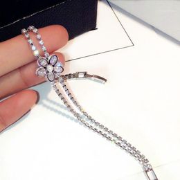 Charm Bracelets Fashion Korea Cubic Zirconia Luxury Jewelry Flower Double Layer For Women Wedding Bride Friends Sisters Gifts