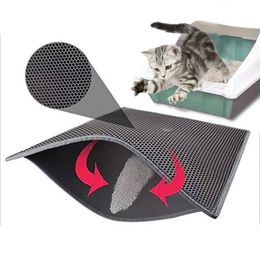 Pet Cat Litter Mat Folding Waterproof Double Layer Bed Trapping Box Pad Products For s House Clean 220323