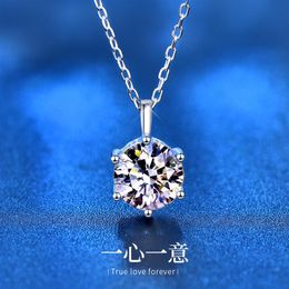 moissanite silver UK - Moissanite S925 Sterling Silver Necklace Female Wild Ins Wind Six-claw Clavicle Pendant Accessories Niche Design Jewelry274n
