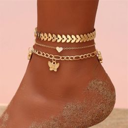 Anklets Huitan Multilayer Chains Set For Women Fashion Barefoot Sandals Bracelet Ankle On The Leg Beach Accessories Foot Jewelry Kirk22