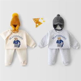 Spring Baby Girls Cute Bear Fashion Letter Sets Boys Long Sleeve Casual Sweatshirt+Pants 2pcs Kids Clothes Sports Suit 220507