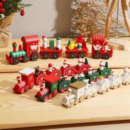 Wooden Christmas Train Ornaments Decorations For Home Santa Claus Table Deco noel Navidad Xmas Gift Year Y201020