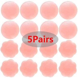 5PC 5Pairs Women Reusable Invisible Self Adhesive Silicone Breast Chest Nipple Cover Bra Pasties Pad Petal Stickers Accessories Y220725