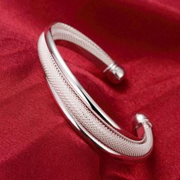 Bangle Fine Silver Bracelets Bangles For Women Fashion Wedding Party Christmas Gift Charm Girl Student JewelryBangle