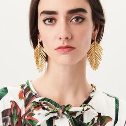 Dangle & Chandelier Wholesale Boho Statement Gold Leaves Drop Earrings Pendientes Mujer Jewellery Long For WomenDangle