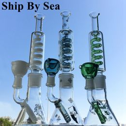 Condenser Coil 11 Inch Hookahs Freezable Glass Bongs Diffused Downstem Oil Dab Rigs Build a Bong Beaker Base Water Pipes 14mm Male Joint With Bowl Keck Clip ILL0103