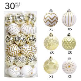 Party Decoration Christmas Tree Balls Ornaments 6CM Gold&White Painted Festive Wedding Hanging Ornament Xmas DecorationParty