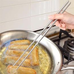 Lengthen Chopsticks Stainless Steel Reusable Japanese Sushi Sticks Korean Hot Pot Noodles Frying Tableware Chinese Chopsticks CCE14174