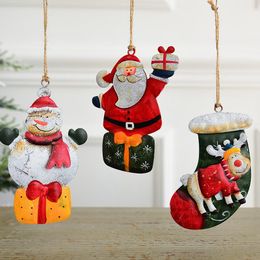 -Decoraciones navideñas estilo americano santa santa claus árbol colgante pequeño muñeco de nieve de trineo decoración christmas