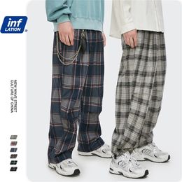 INFLATION Mens Harajuku Plaid Pant Fashion Vintage Stitching Colour Hip Hop Pant Men Casual Harem Pant Men Trouser 3307W 201130