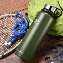 Sports bottle 6008001100 1500ML large capacity outdoor travel vacuum insulation pot 304 stainless steel portable thermos Y200106