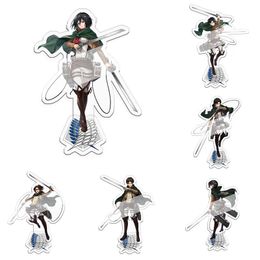 Keychains Attack On Titan Anime Figure Acrylic Stand Model Toy Accessories Mikasa Ackerman Cosplay Fans Gift Collection Ornament