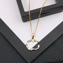 Shiny Crystal Double Letter Necklaces Women Rhinestone Letters Neckalce Long Chain Pendants Versatile Jewellery Wholesale