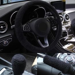 Steering Wheel Covers In 1 Set Plush Car Cover Gear Shift Knob Hand Brake Sleeve Car-mounted CollarSteering