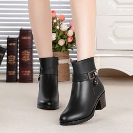 2022 Cheap The Russian Federation Winter Boots Wool Lining Ladies High Heel Boots Ladies Ankle Boots Warm