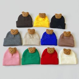 Careano carino cartone animato orso baby berretto cappello da berretto morbido inverno caldo da ragazzi neonati cappelli cofano per bambini solido per bambini a maglia