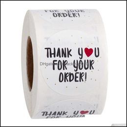 Packing Paper Office School Business Industrial 500Pcs/Roll Thank You Sticker Packaging Different Style Seal Label Stickers Diy Gift Decor