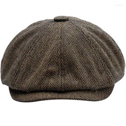Berets Retro Sboy Caps Men Octagonal Hats Black British Painters Autumn Winter Herringbone Flat CapsBerets Wend22