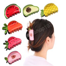 Lovely Fruit Shape Hair Claw Crab Ponytail Hairpins Pineapple Strawberry Hair Clips Girls Sweet Hair Styling Accessory