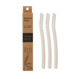 3pcs Eyebrow Razor Trimmer Tool with Biodegradable Wheat Straw Handle Eye Brow Shaper Shaping Facial Hair Remover