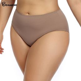 Beauwear Large Size Women's Seamless Panties with Spandex Solid Ultra-thin Ice Silk Plus Briefs Big Underwear 220426