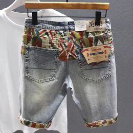 Mens Pants Shorts Jean Purple Jeans Short Coconut Trees Graffiti Ripped Capris Shkinny Jeans Designers Men S Clothing 387