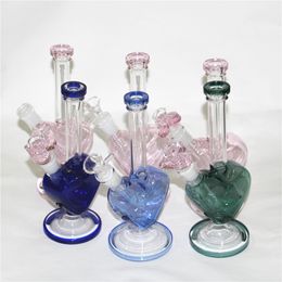 Heart shape water bongs glass bong oil rig smoking pipes hookahs with downstem slide and male bowls 14mm ash catchers heart-shape bowl