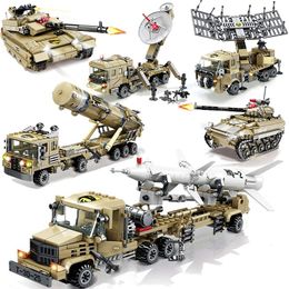 KAZI CN Military vehicle radar Missile er Truck Tank Armour army Model Building Blocks Sets Educational Toys For Childrens 220715