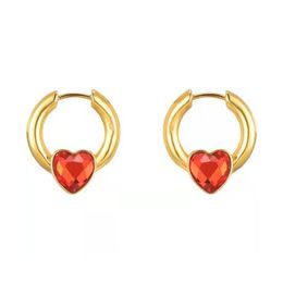 Love Gemstone Stud Temperament Exquisite Peach Heart Earrings French Light Luxury Fashion Trend Sweet All-match Jewelry