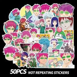 50PCS Mixed Skateboard Stickers Saiki Cartoon Hilarious For Car Laptop Helmet Stickers Pad Bicycle Bike Motorcycle PS4 Notebook Guitar Pvc Decal