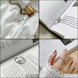 Cluster Rings Jewellery Heart-Shaped Opening Ring Exquisite Fashion Simple Index Finger Womens Banquet 925 Sier J Dhmt4