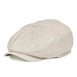 BOTVELA Summer Linen sboy Cap Men Women Herringbone Bakerboy Caps Lightweight Breathable Flat Hat Apple Beret for Male 220813