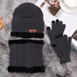 Berets Children Set Knitted Touch Screen Gloves Mens Girl Hat Scarf Neck Warmer Beanie And ScarfBerets