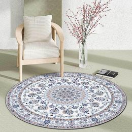 Carpets Living Room Sofa Table Non-Slip Floor Mat Classic Persian Style Elegant Garland Flowers Round Carpet Bedroom Bedside Area RugsCarpet