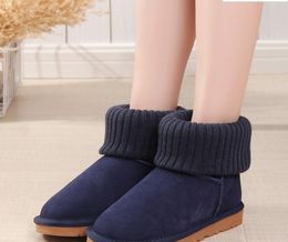 Hot sell women snow boots Soft comfortable Cashmere knitting and sheepskin fur combination keep warm boot beautiful Birthday Christmas gifts U5825