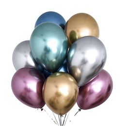 12 inch Glossy Decoration Metal Pearl Latex Balloons Thick Chrome Metallic Colours Inflatable Air Balls Wedding Birthday Party Decorative Balloon