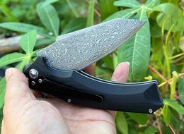 Flipper Folding Knife VG10 Damascus Steel Blade CNC G10 Handle Ball Bearing Fast Open EDC Pocket Knives