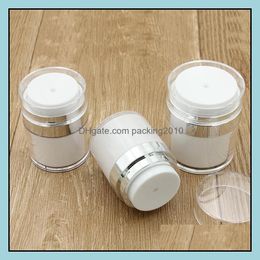 15 30 50G Pearl White Acrylic Airless Bottle Round Cosmetic Cream Jar Pump Cosmetics Packaging Bottles Drop Delivery 2021 Packing Office S