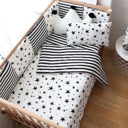 Baby Bedding Set Nordic Striped Star Crib Bedding Set With Bumper Cotton Soft Baby Bed Linen Items For borns Nursery Decor 220531