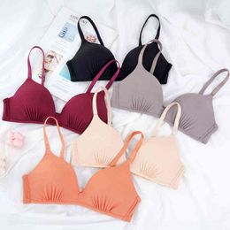 Women Seamless Bra Sexy No Thread Push Up Underwear Girls dents Breathable Soft Female Lingerie Sleep Tops Thin Active Bras L220726