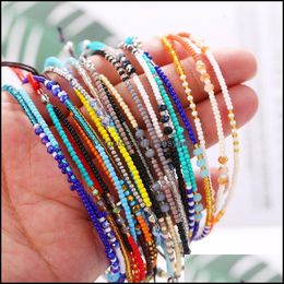 Link Chain Bohemian Handwoven Mti-Layer Colorf Weave Round Beaded Bracel Dhbue