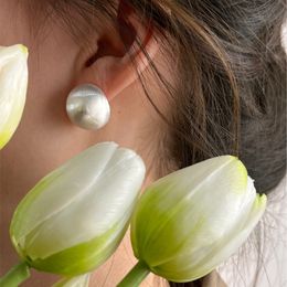 Summer French New Brushed Frosted Ball Stud Earrings Female Niche Design Advanced Ins Simple Fashion Jewelry Accessories