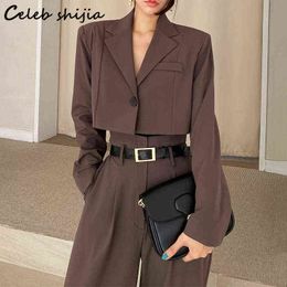 2022 Autumn Loose Blazers High Waisted Pants Women Chic Piece Sets Streetwear Korean Long Sleeve Pant Suits Business Fall T220729