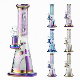 Rainbow Colorful Glass Bongs Showerhead Perc Hookahs 9 Inch Straight Tube Heady Water Pipes 14mm Famle Joint Oil Dab Rig With Bowl