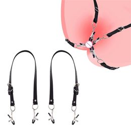 Erotic Labia Clip BDSM Bondage Restraints Adjustable Leather Harness Clitoris sexy Flirting Nipple s Toys for Women