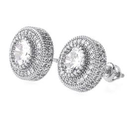 iced out earrings Australia - Luxury Designer Men Stud Earrings Hip Hop Jewelry Fashion Women Round Ear Ring Mens Diamond Earings Iced Out Stud Earing Bling Rap215D
