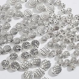 Other 20-50Pcs 6-9mm Spacer Beads Ancient Silver Plated Metal Loose DIY Jewellery Making For Women Hole 1.2mm European Bracele Rita22