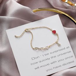 Link Chain Colorful L Little Red Heart Alloy Bracelet &Bangle For Women Girls Elegant Birthday Wedding Party Trum22