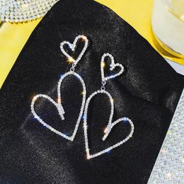 Dangle & Chandelier Top Design New Heart Drop Earrings For Women 2020 New Big Shinning Rhinestone Earrings Party Jewellery